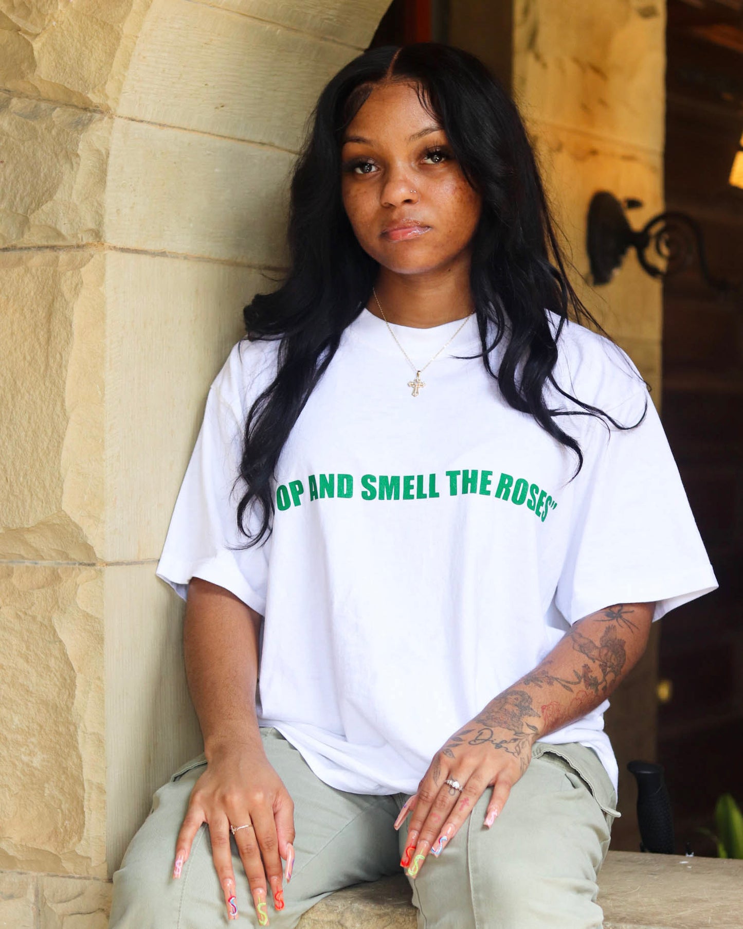 'Stop and Smell the Roses' tee